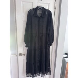 Sheer Polka Dot Women's Sz L Black Tier Dress Cover Up Romantic Goth Lightweight